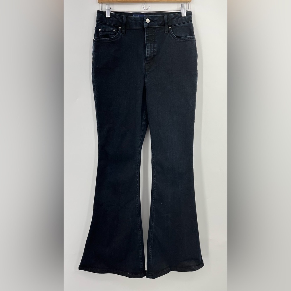 Boden US 10P High-Rise Fitted Flare Jeans dark blue denim petite - Picture 2 of 9